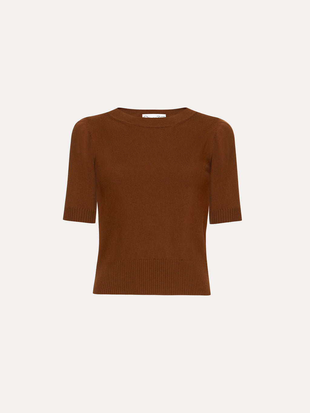 Short Sleeve Brown Ribbed Sweater