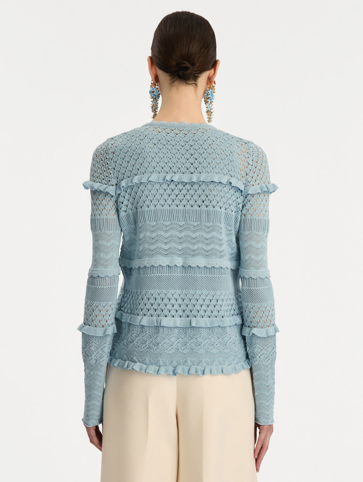 ‌Light Blue Crochet Knit Cardigan