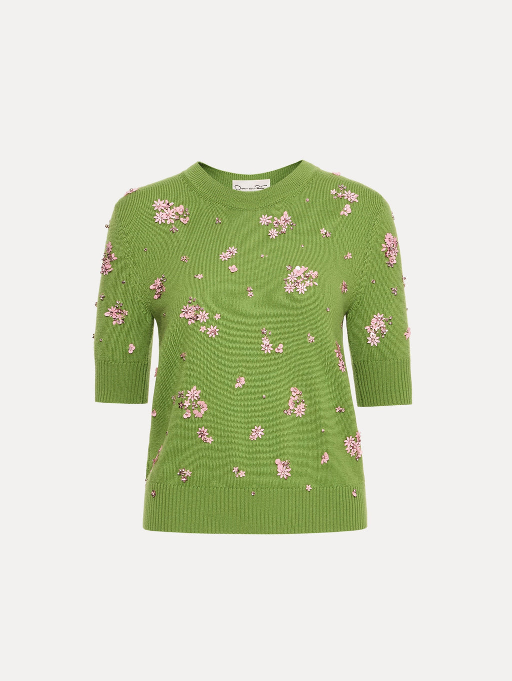 Green Embroidered Flower Sweater
