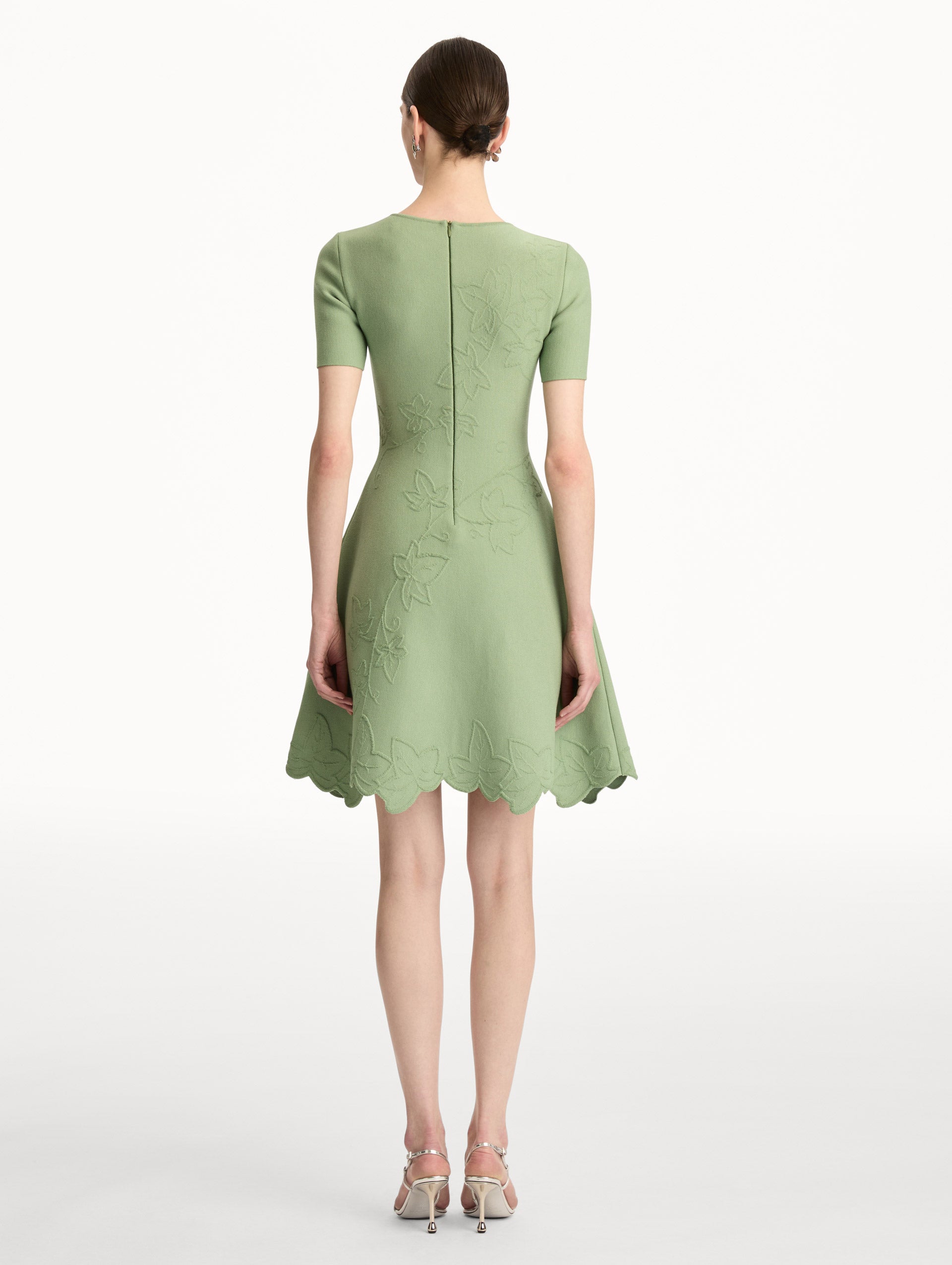 Mint Green Floral Embroidered A-Line Gown