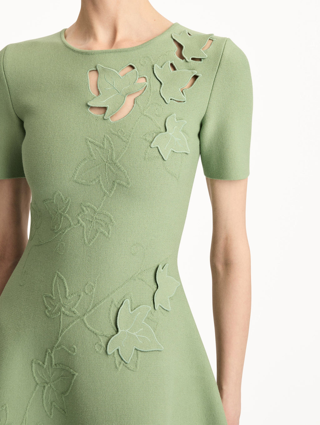 Mint Green Floral Embroidered A-Line Gown