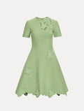 Mint Green Floral Embroidered A-Line Gown