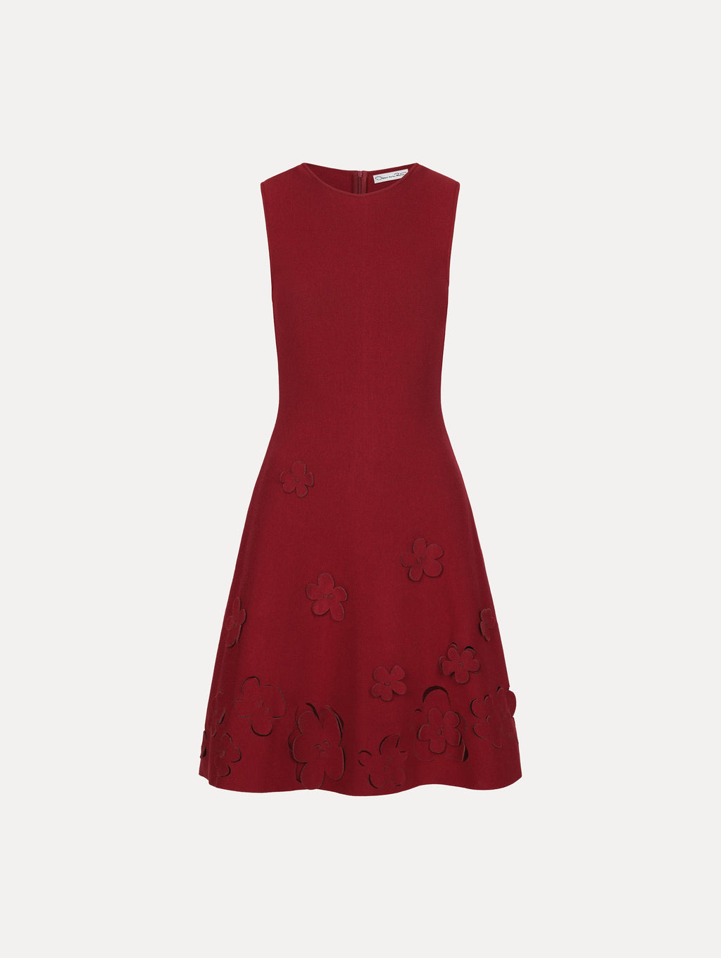 Burgundy Embroidered Sleeveless A-Line Dress