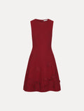 Burgundy Embroidered Sleeveless A-Line Dress