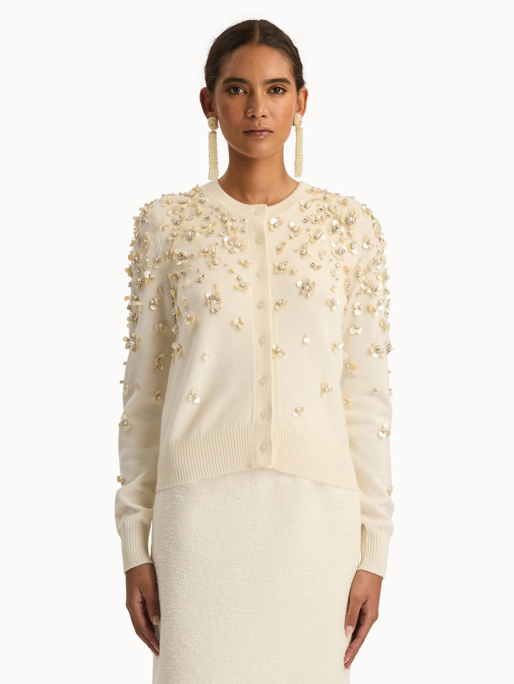 Pearl Embellished Long Sleeve Cardigan‌