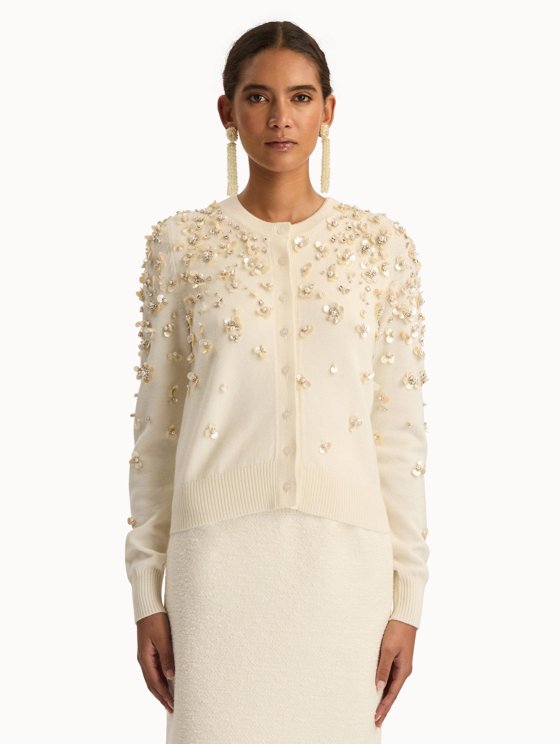Pearl Embellished Long Sleeve Cardigan‌