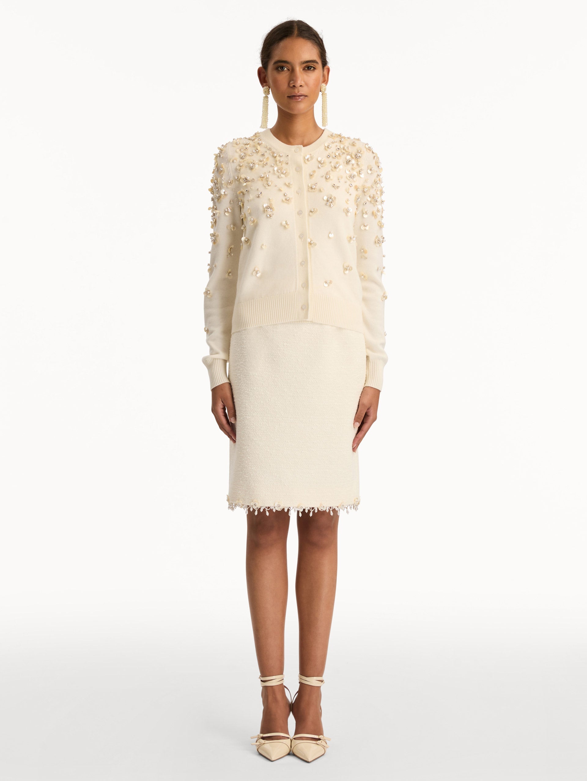 Pearl Embellished Long Sleeve Cardigan‌