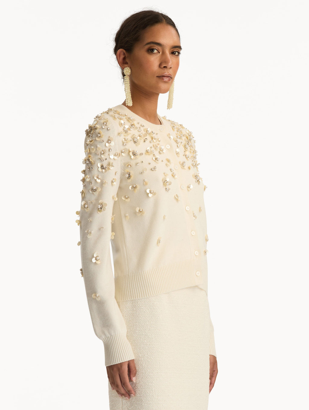 Pearl Embellished Long Sleeve Cardigan‌