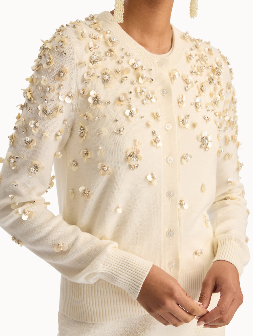 Pearl Embellished Long Sleeve Cardigan‌