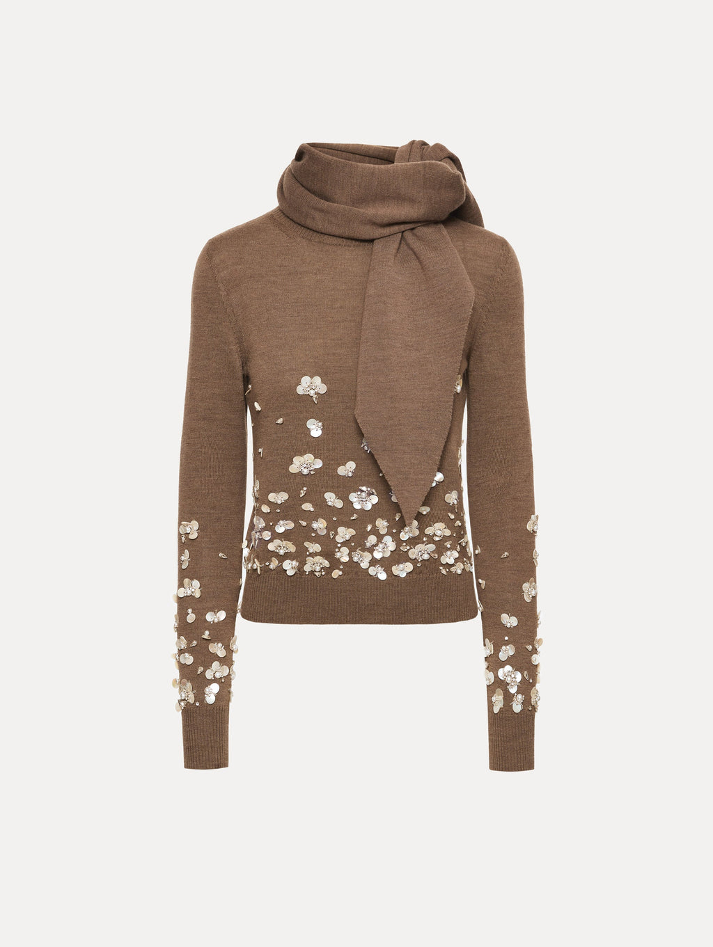 Sequined Brown Turtleneck Sweater