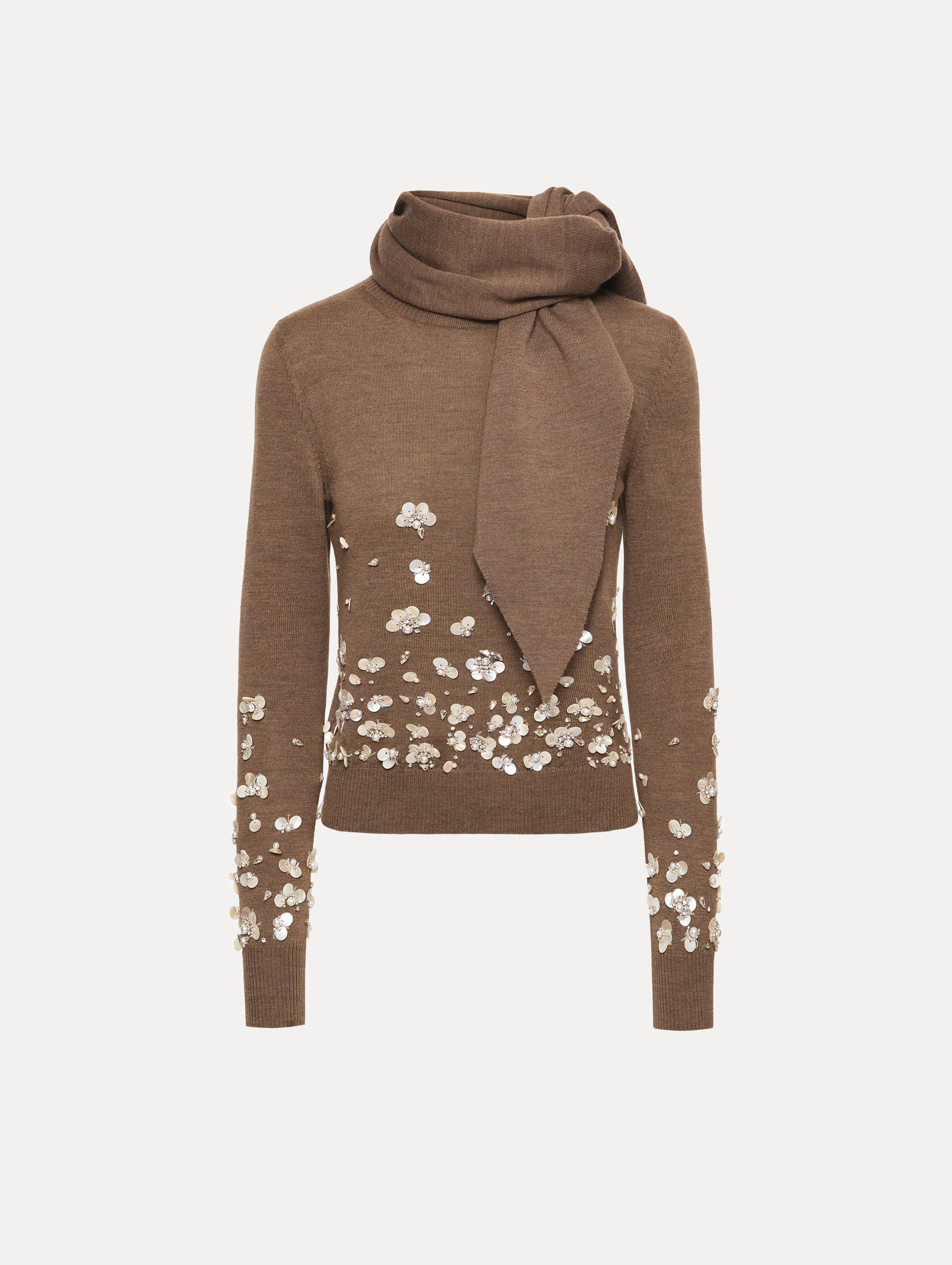 Sequined Brown Turtleneck Sweater