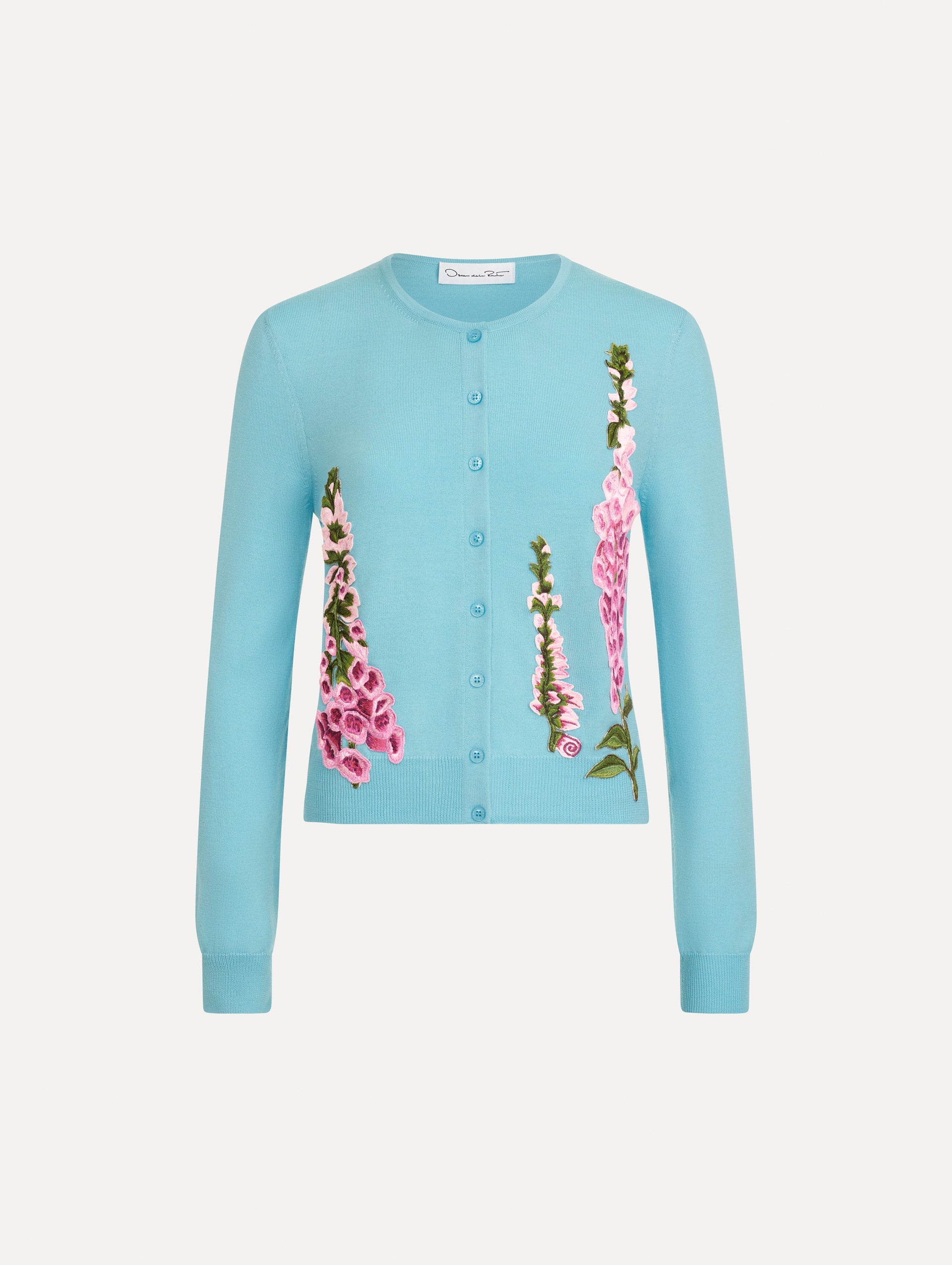 ‌Blue Buttoned Embroidered Cardigan
