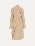 Beige Belted Wool Wrap Jacket