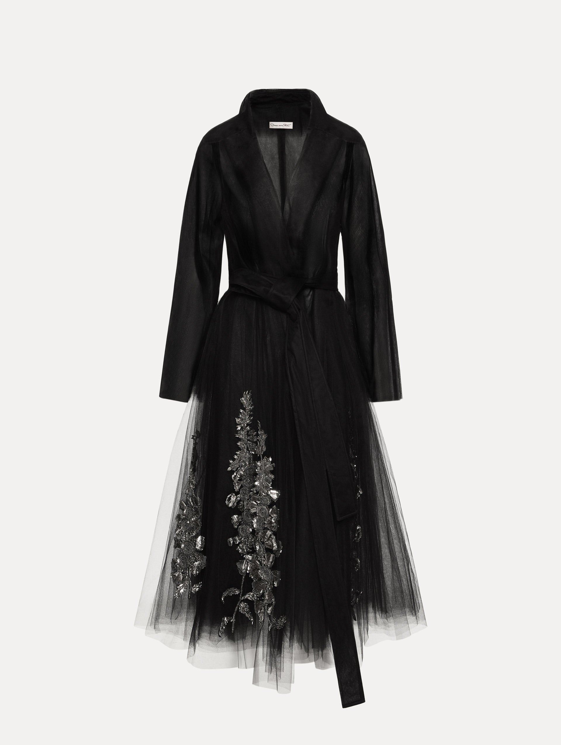 Black Tulle Embroidered Gown