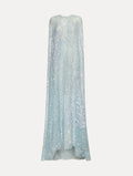 Light Blue Embroidered Floor-Length Dress