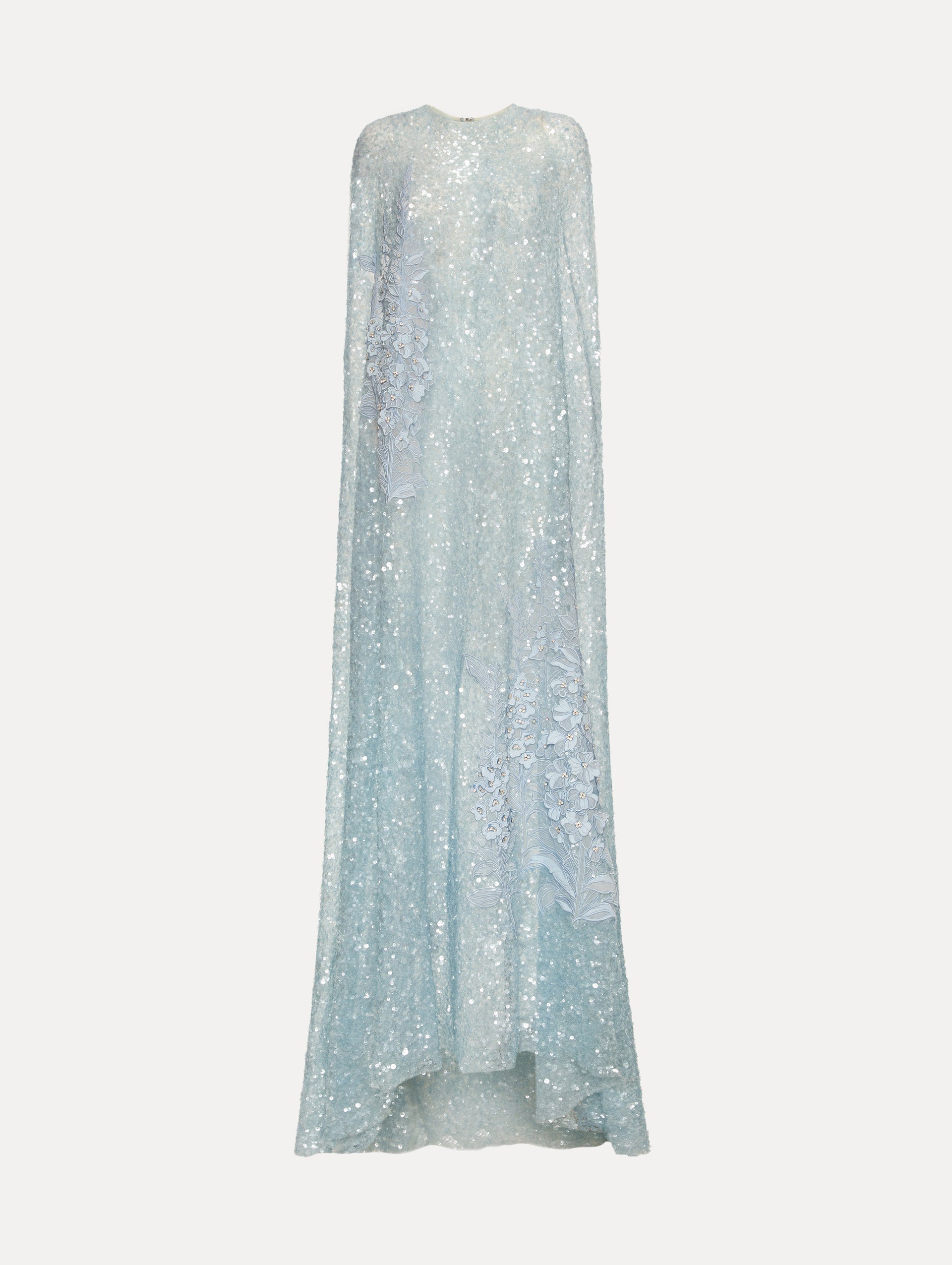 Light Blue Embroidered Floor-Length Dress