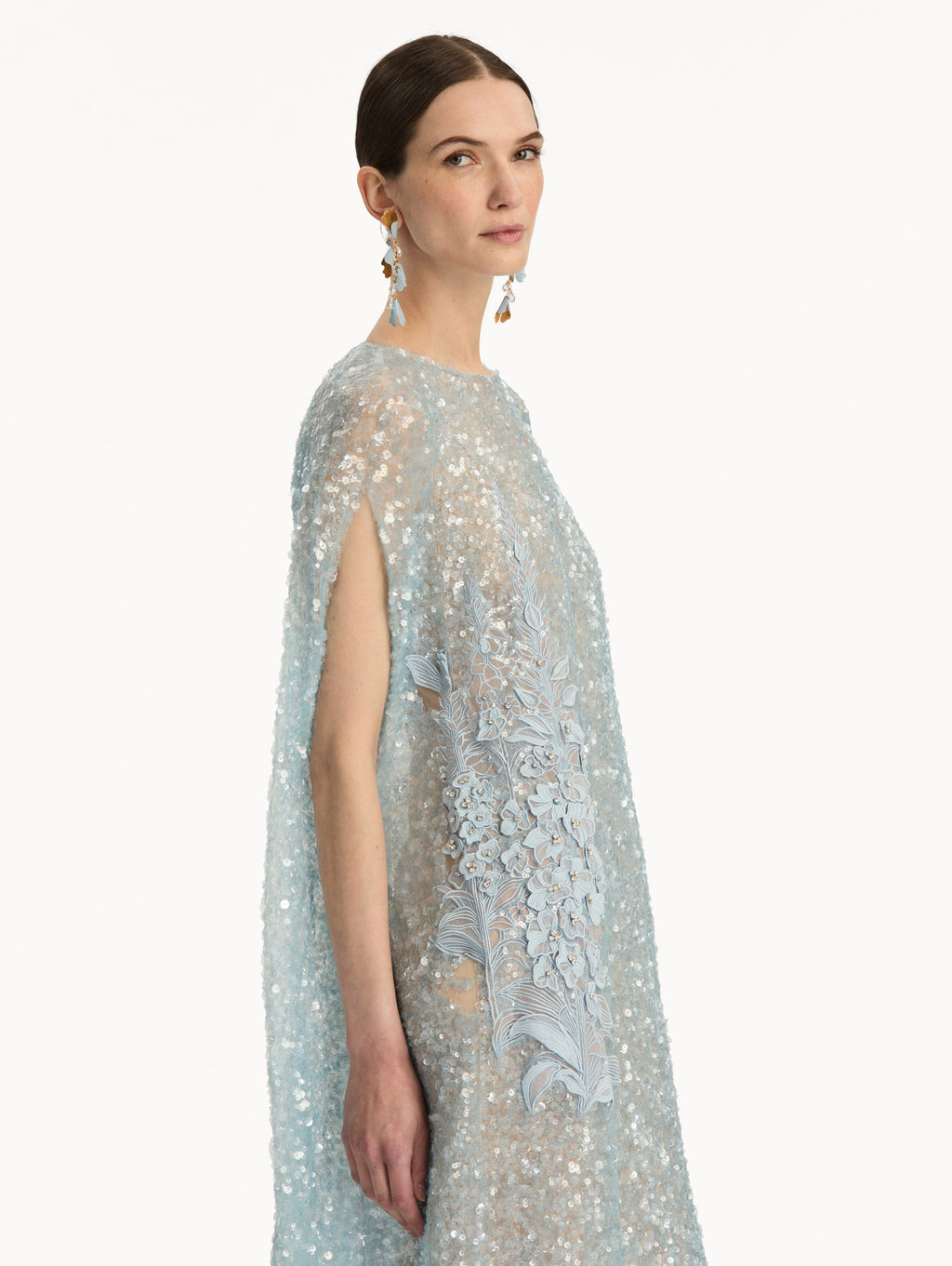 Light Blue Embroidered Floor-Length Dress