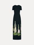 ‌Black Foxglove Embroidered Maxi Dress