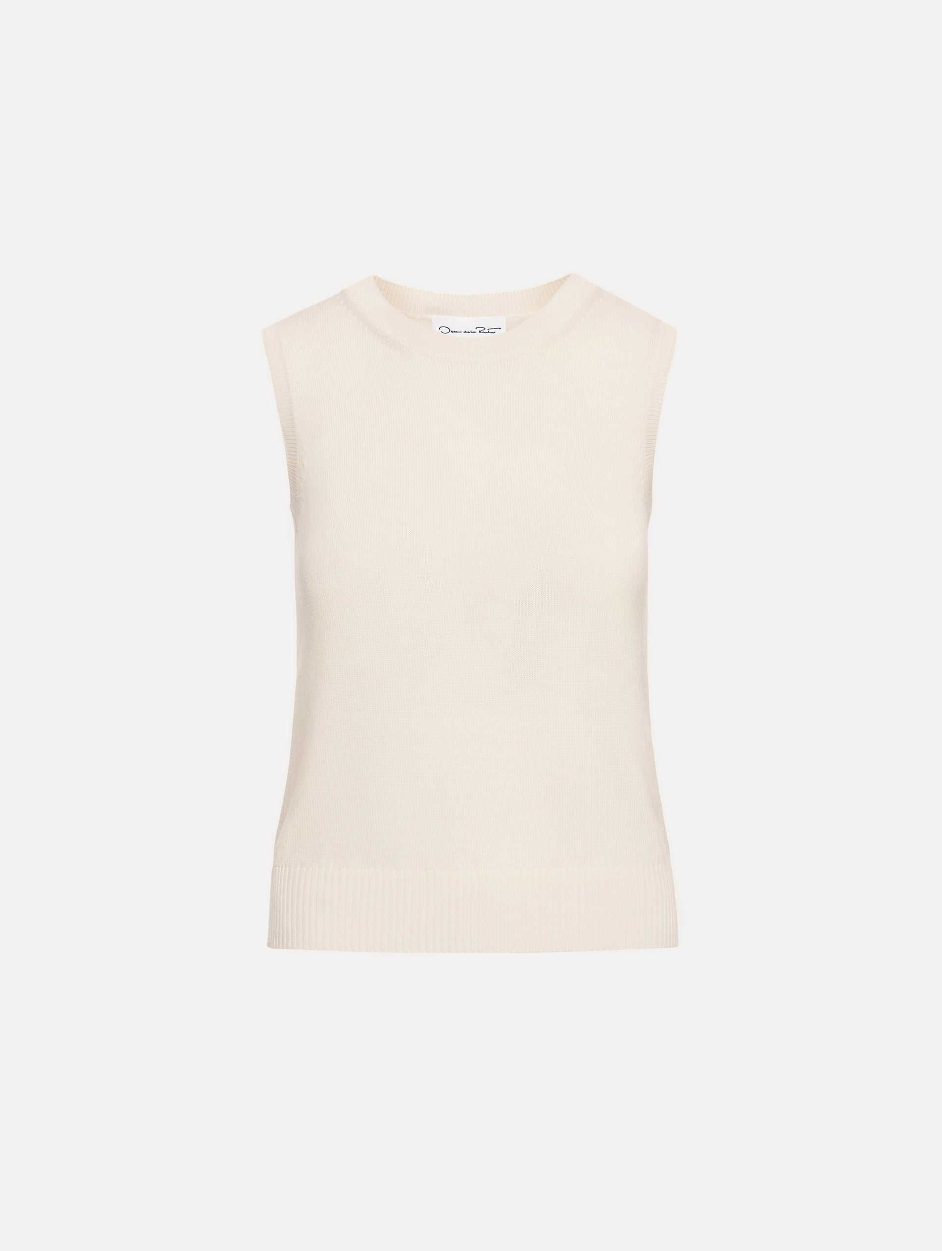 Ivory Round Neck Sleeveless Sweater‌
