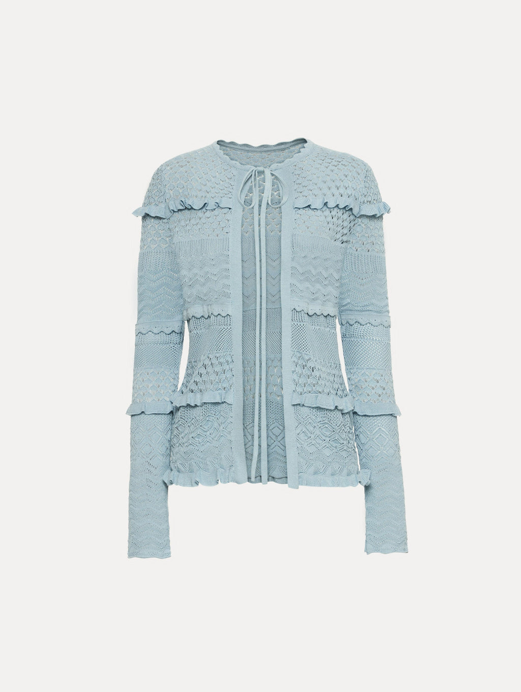 ‌Light Blue Crochet Knit Cardigan