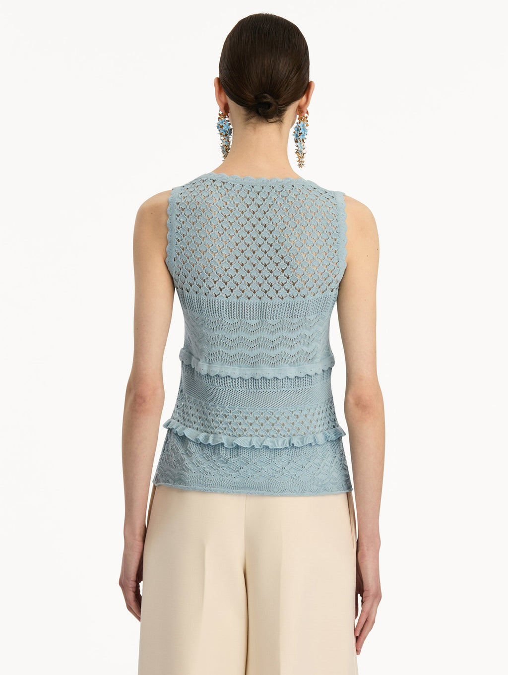 Light Blue Lace-Up Knit Tank