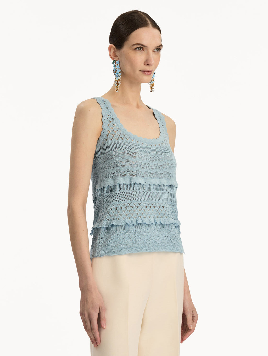Light Blue Lace-Up Knit Tank
