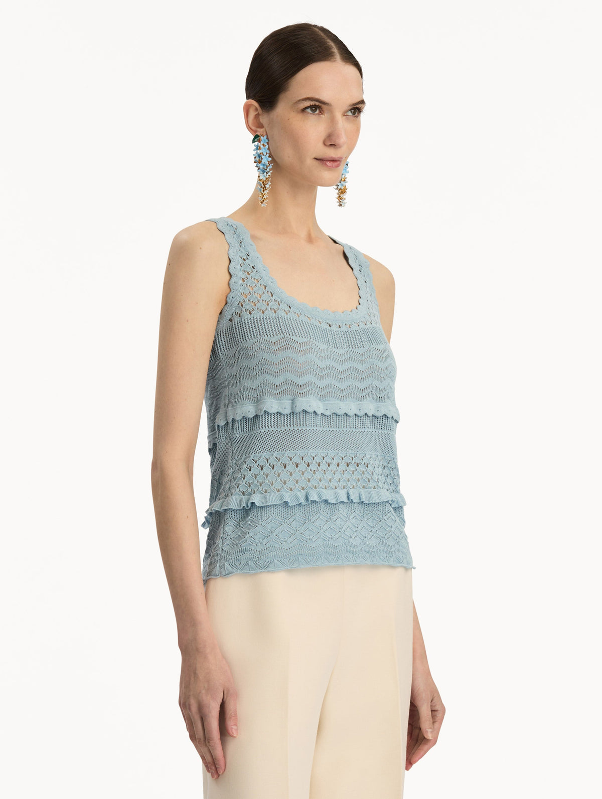 Light Blue Lace-Up Knit Tank