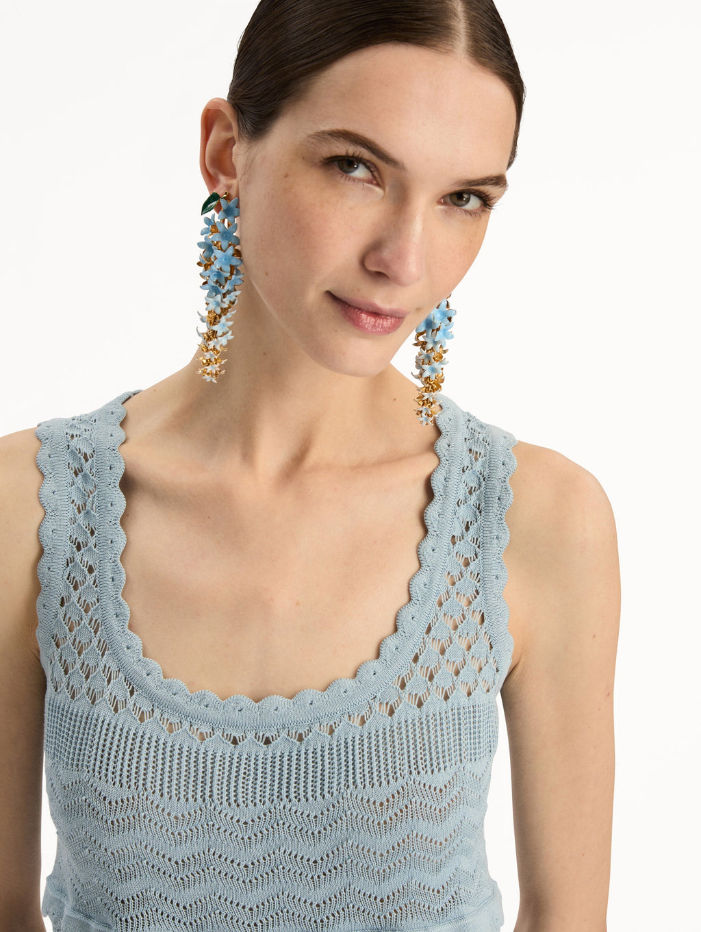 Light Blue Lace-Up Knit Tank