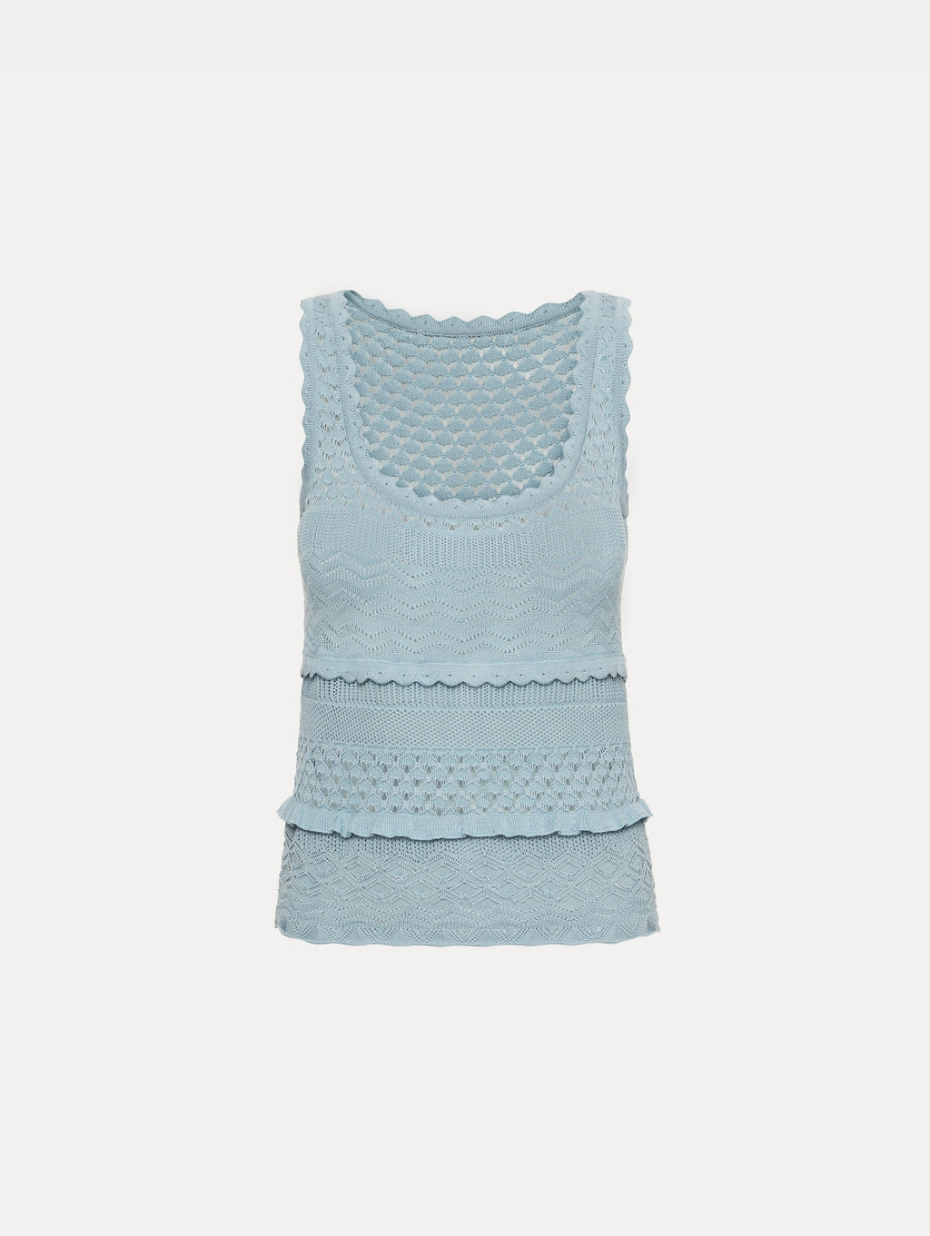 Light Blue Lace-Up Knit Tank