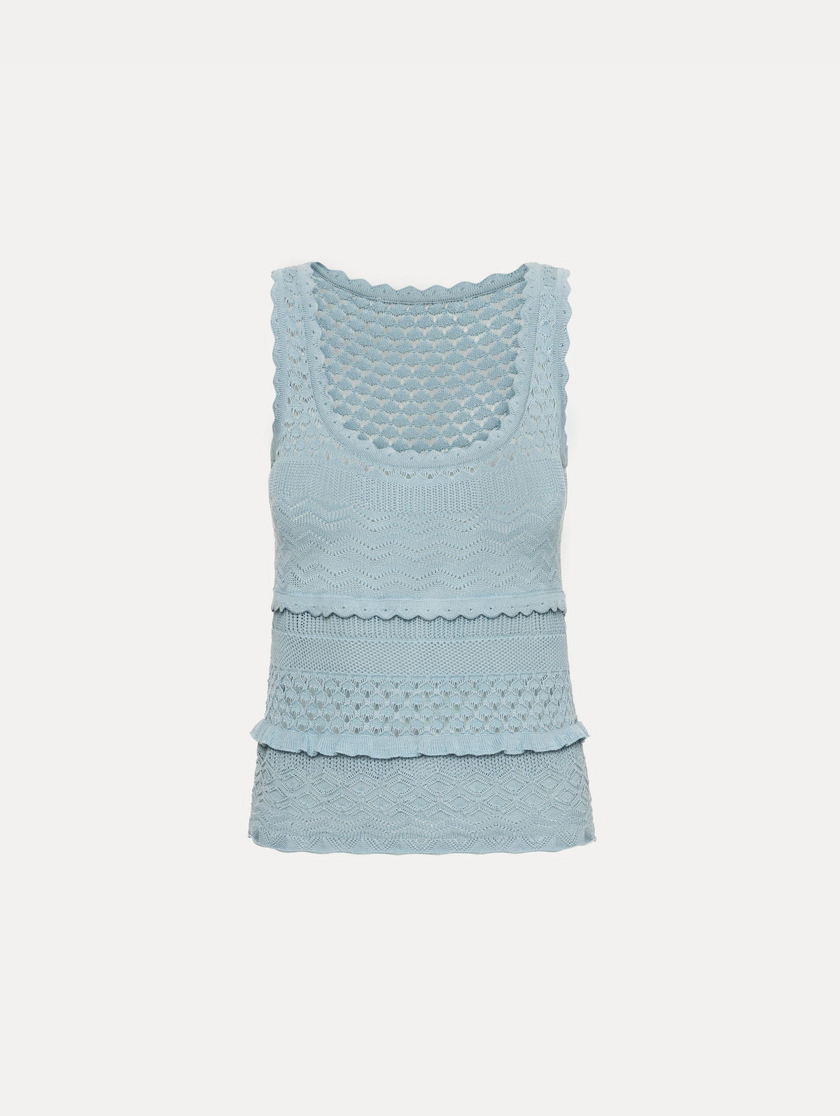 Light Blue Lace-Up Knit Tank