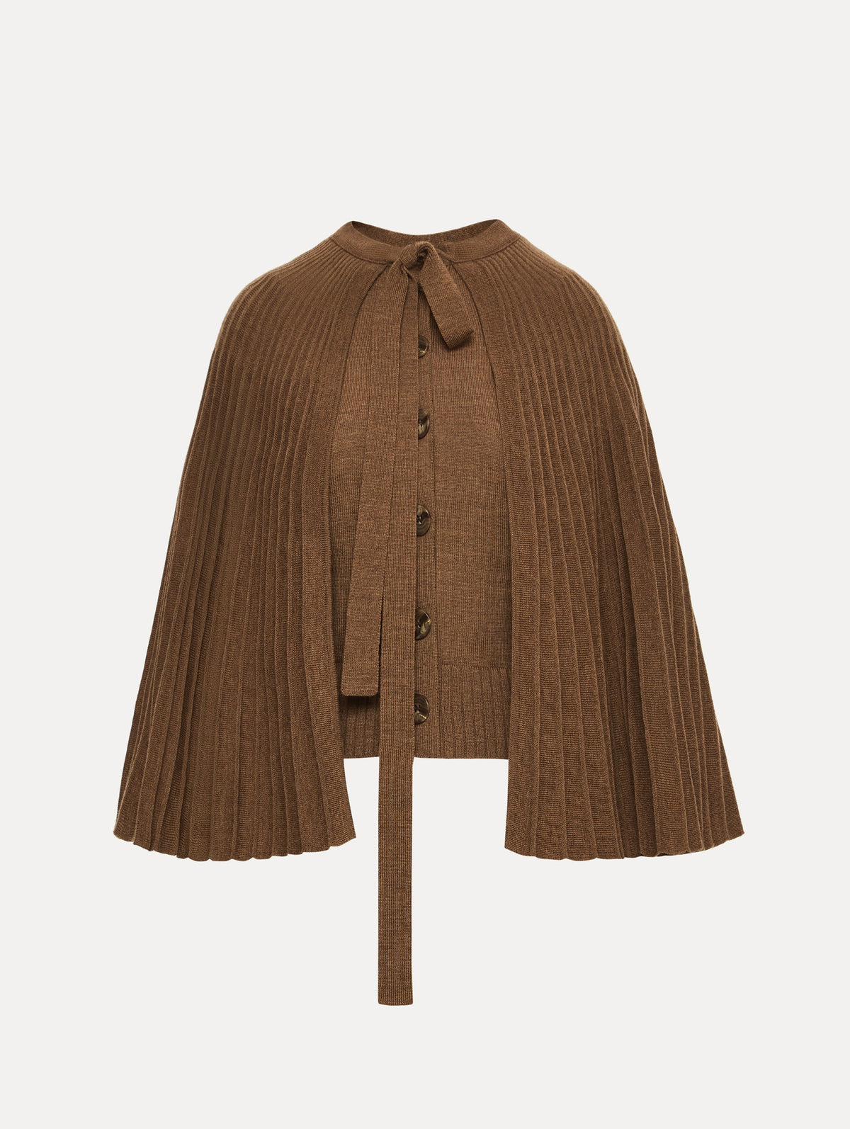‌Buttoned Pleated Cardigan