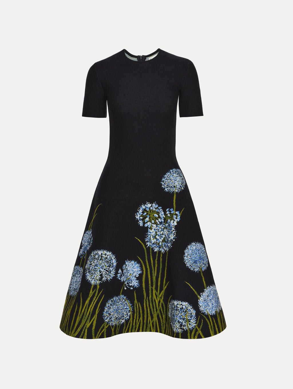 Midnight Blue Bloom Embroidered Midi Dress