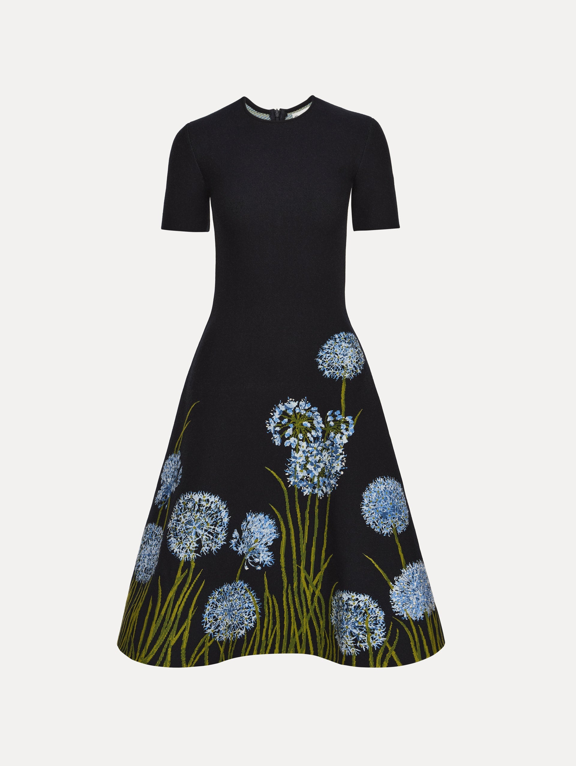 Midnight Blue Bloom Embroidered Midi Dress