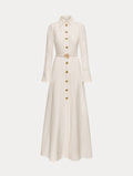 Elegant Buttoned Floor-Length Dress