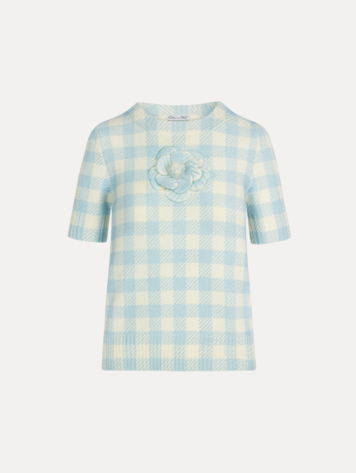 Short Sleeve Gingham Sweater‌