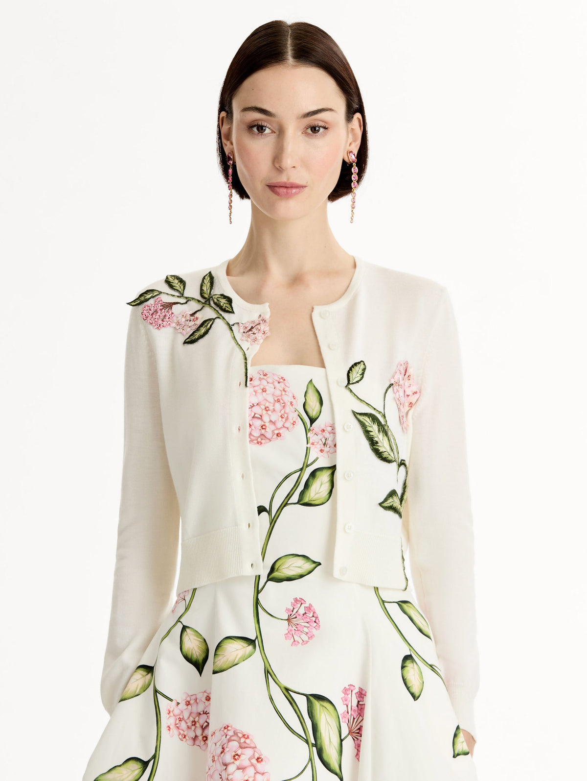 Cream Floral Embroidered Cardigan