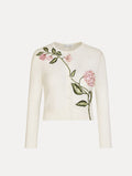 Cream Floral Embroidered Cardigan