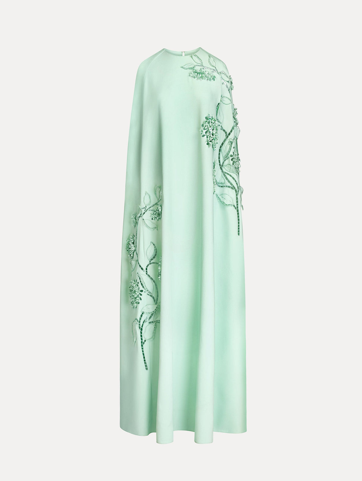 Mint Green Embroidered Cape Gown
