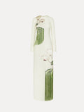 ‌Lotus Embroidery Tassel Gown