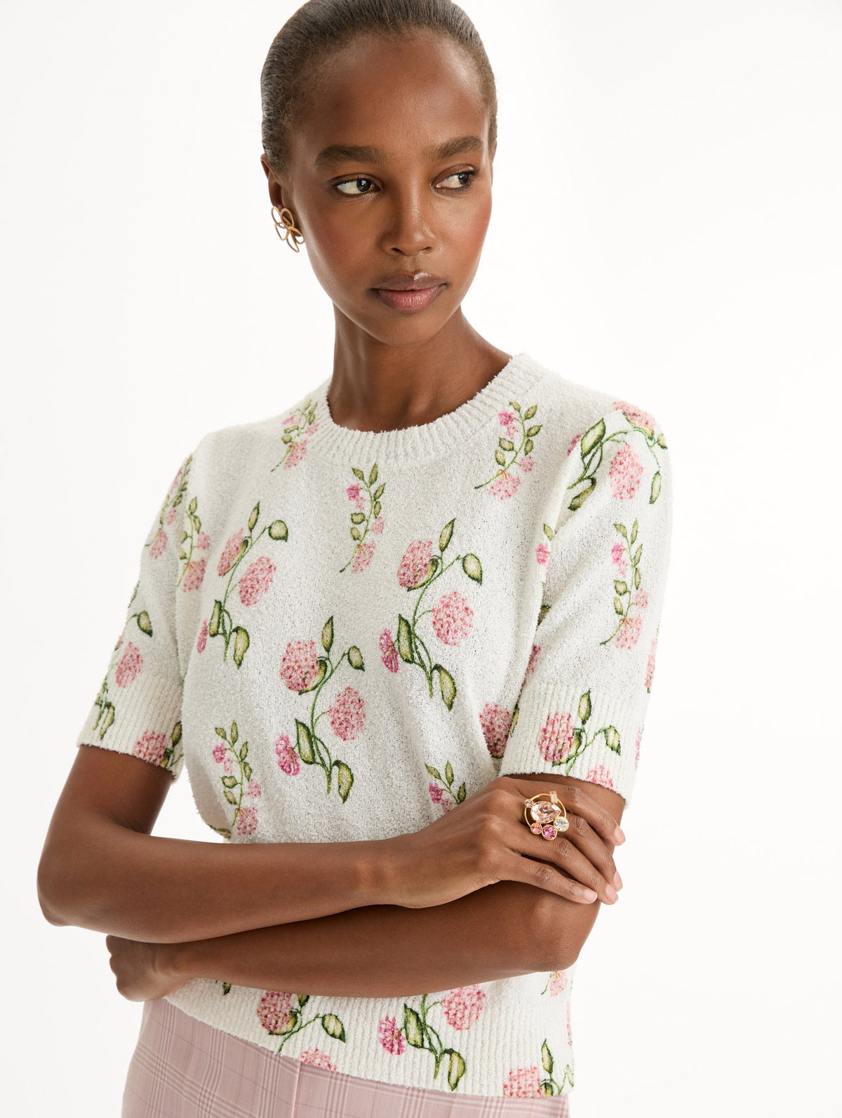 Short Sleeve Floral Cardigan‌