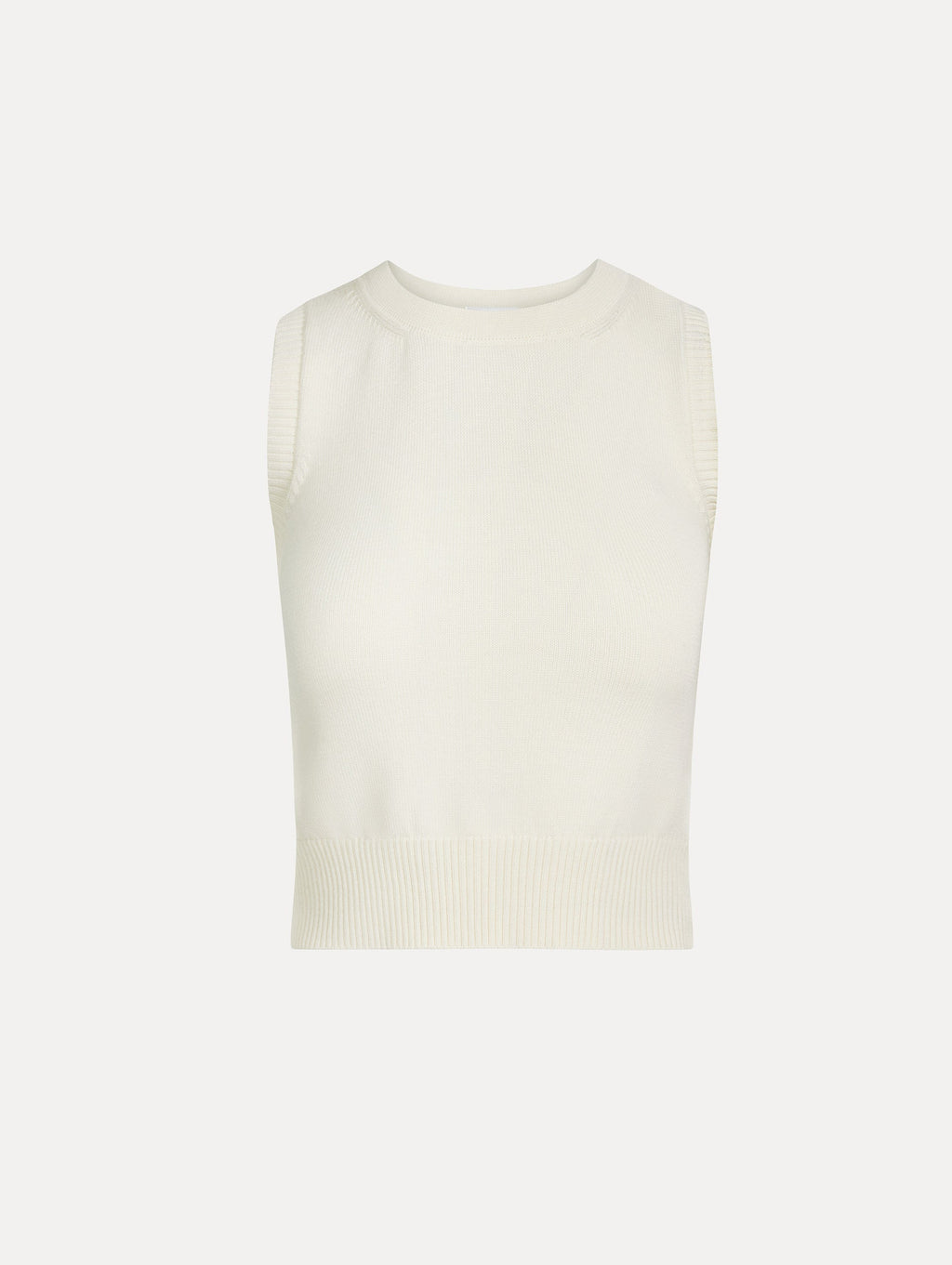 Cream Ribbed Sleeveless Cardigan