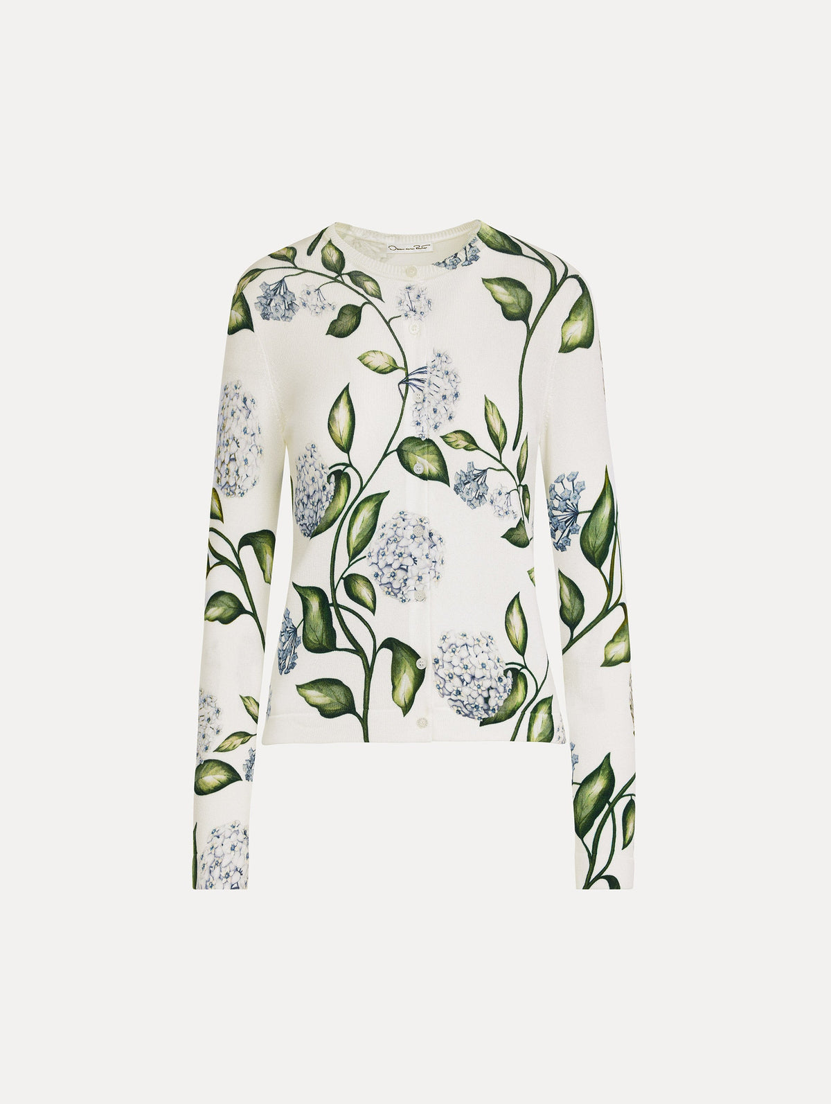 Botanical Print Ribbed Cardigan