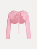Scallop Trim Long Sleeve Cardigan