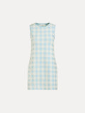 ‌Light Blue Gingham Sheath Dress