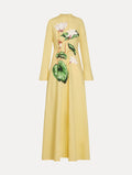 Cyclamen Patterned Floor-Length Gown