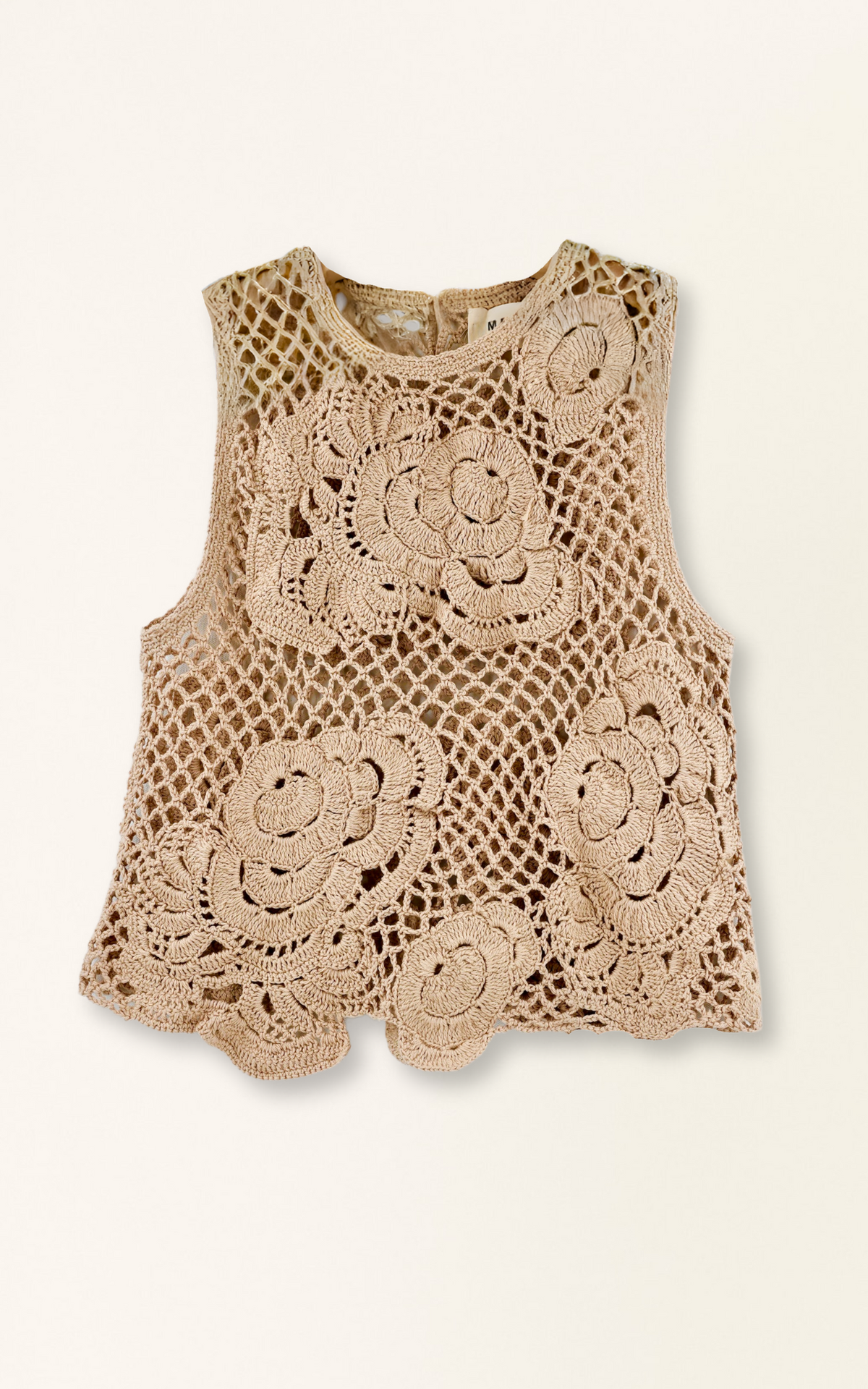 Crochet Floral Tank in Sand