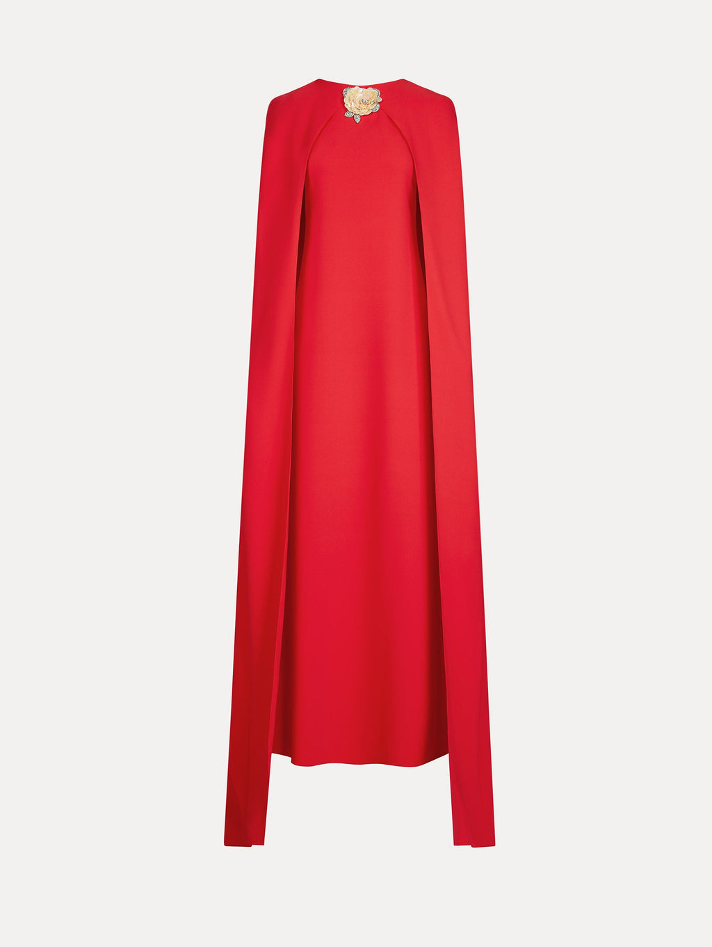 Crimson Cape Floor-Length Gown