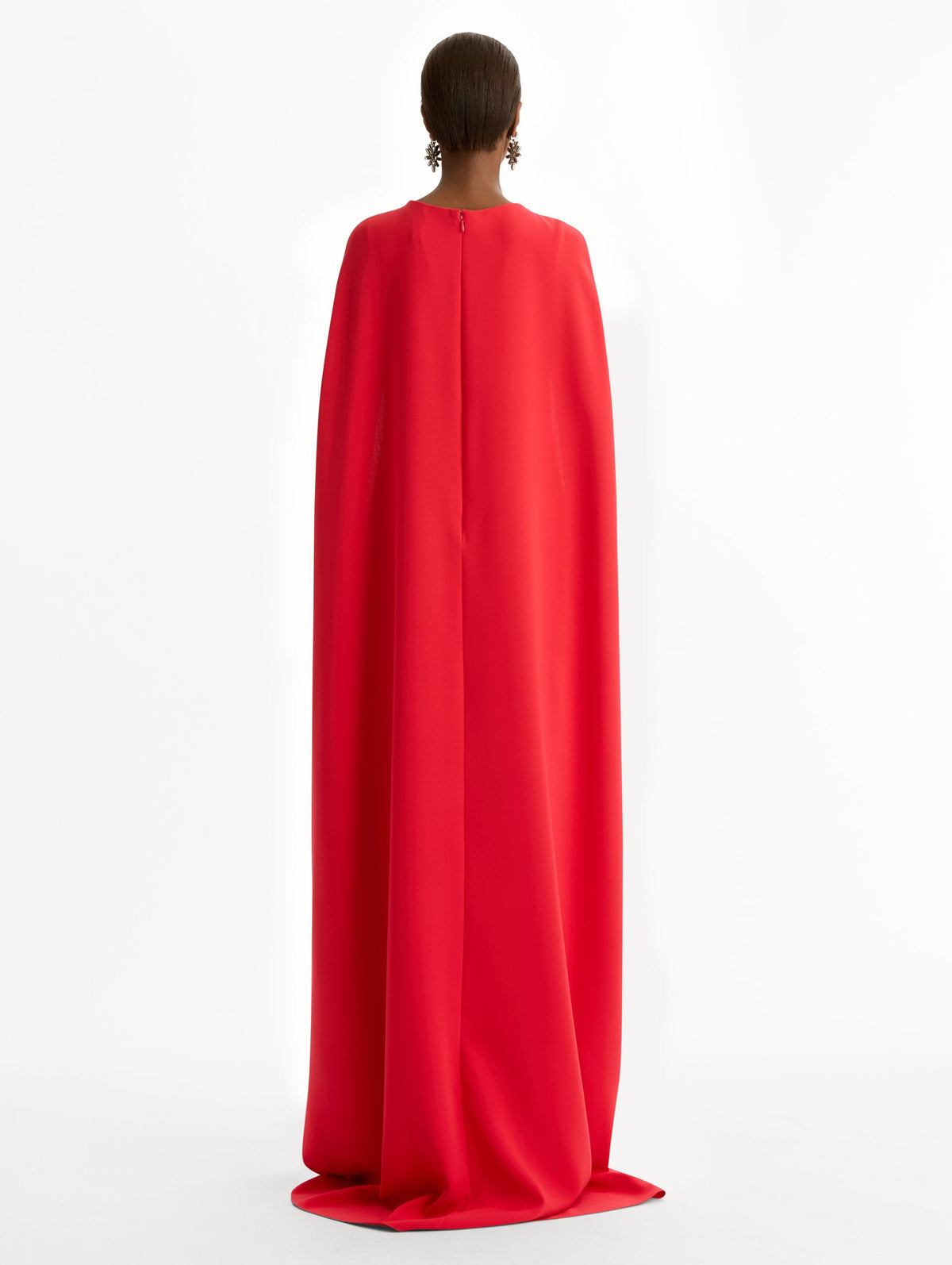 Crimson Cape Floor-Length Gown