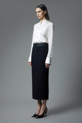 Pencil Pleated satin skirt