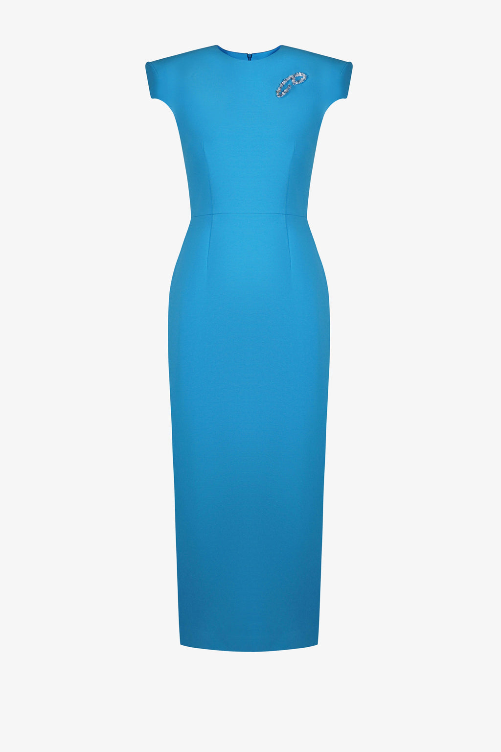 Round neck square shoulder pencil skirt